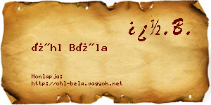 Öhl Béla névjegykártya